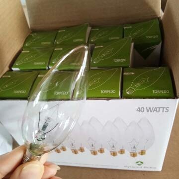 Bulbmaster 40 Watts Blunt Tip Decorative Candle Light Bulbs 40W Ctc Chandelier Bulbs Torpedo Tip Incandescent Light Bulbs, E12 Candelabra Light Bulb Base, Soft White, Pack Of 12 #TOP6