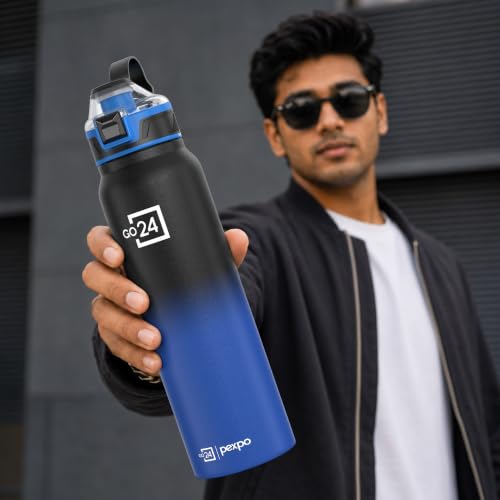 Image of Bottle 940ml | Hot and Cold Flask | ISI Certified Stainless Steel Bottle | 3 Layer Insulation | Leakproof | for Home, Office | 2-Year Warranty |Amaze| Black-Blue Ombre
