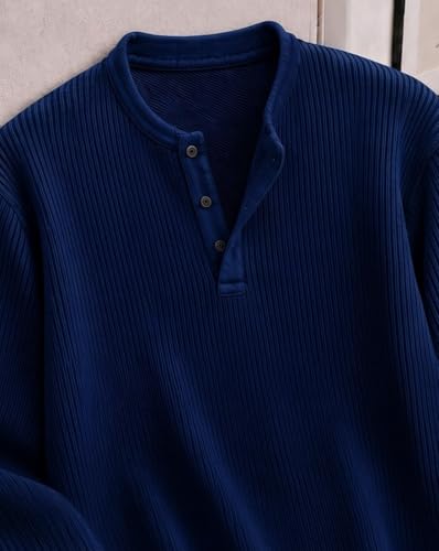 Image of AUSK Men's Premium Frill Texture Henley T Shirts || Full Sleeve Cotton Blend Casual T Shirt || Regular Fit T Shirts for Men || Ideal, Travel & Office Wear
