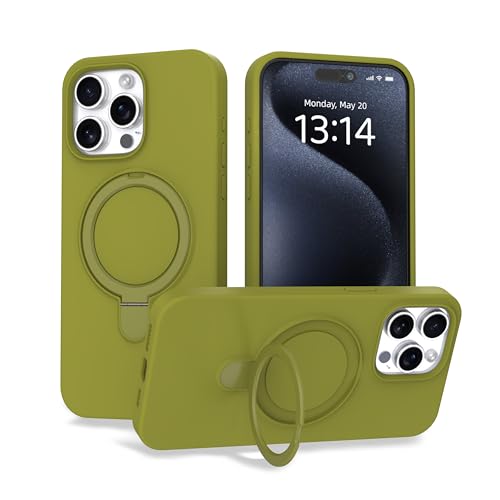 IAIYOXI Case for iPhone 16 Pro Max Case with Magnetic Invisible Stand - MagSafe Compatible, Military Drop Tested, Shockproof Silicone Cover for Women and Men (6.9", 2024) - iPhone 16 Pro Max, Green