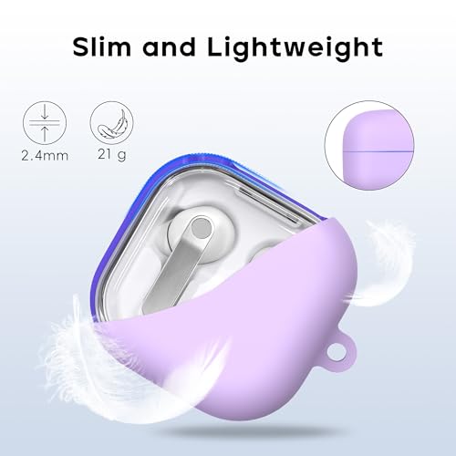 RFUNGUANGO 2026 New Silicone Case for Samsung Galaxy Buds 4 & Buds 4 Pro, Shockproof Protective Cover with Cleaning Kit & Carabiner, Anti-Scratch Non-Slip Earbuds Case, Purple — view 4