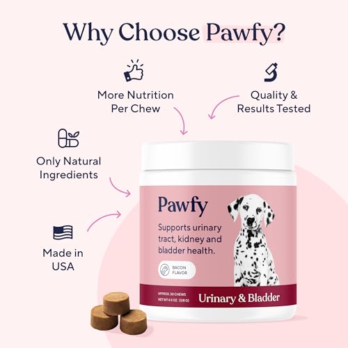 Pawfy Dog UTI Supplement | Cranberry & D-Mannose Help Support Dog Urinary Tract Health & Bladder Support | Ideal for Senior Dogs | Urinary Tract Infection Treatment | Dog Vitamins and Supplements