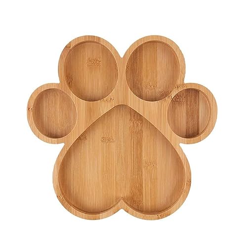 Paw Shaped Serving Tray with 5 Grooves 10 inch Wooden Cutting Board Claw Candy Dish Bowl (Paw)