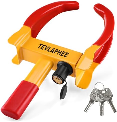 Tevlaphee Radkralle Parkkralle mit Sicherheitsschloss und 3 Schlüsseln für PKW Wohnwagen Anhänger - Reifenbreite 19-30cm - Felgenkralle Reifenkralle Wegfahrsperre Diebstahlsicherun