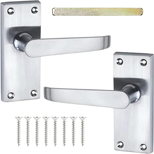 Neighbours Lane Drawer Handles - Straight Victorian Satin Chrome Black Door Handles with Door Lock for Kitchen Cabinets and Home Decor - Easy to Install & Durable Cupboard Handles - 4”, 1 Pair