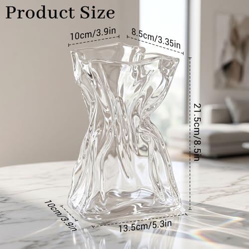 Jarrón de tulipanes de 20 cm moderno de cristal transparente para ramos y rosas de comedor 3