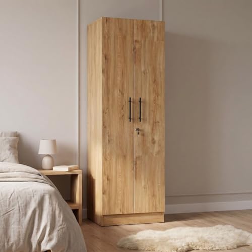 Image of FFO 2 Door Wardrobe | Multi-Purpose Wardrobe Organizer with Shelves | Engineered Wood Cupboard for Living Room, Bedroom & Office | Modern Sideboard Storage Unit Milok DIY.