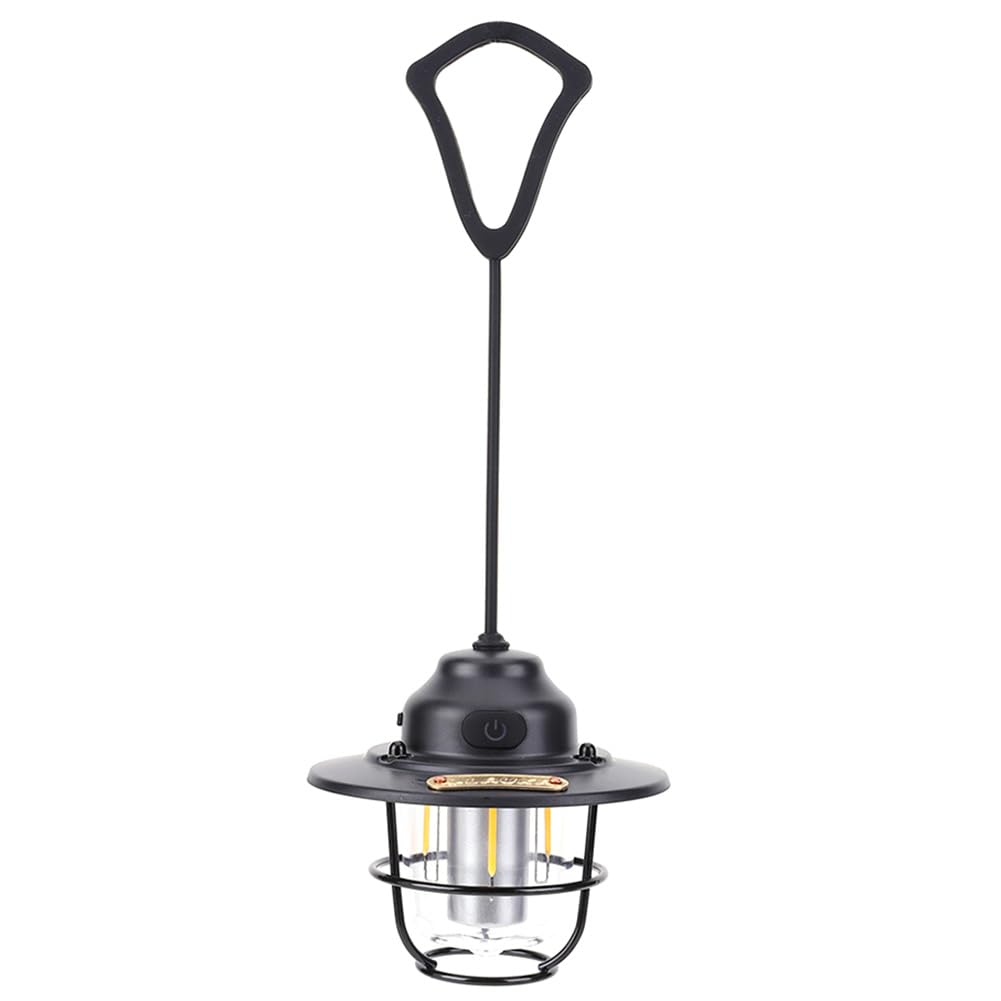 Rechargeable LED Camping Lantern, Portable USB Tents Camping Lights with 1200mAh Battery, Super Bright Retro Camping Lamp Torch for Home Indoors Power Outage Emergency Outdoor Garden (Black)