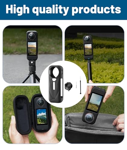 Image of 4 Pcs Insta 360 X5 Essential Bundle, Insta 360 X5 Case, Lens Guard and Silicone Cover, Compatible with Insta 360 X5 Camera for Adventure Travel and Vlogging