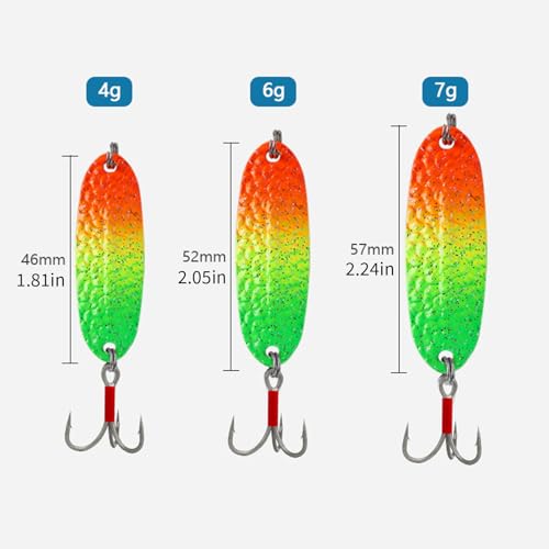 Spoon Fish Lures Fishing Spinner Casting Baits Professional Metal Construction Curved Fishing Lures Sequins Baits Set Professional Spoons with Curved Metal Design and Treble Hook Set - Image 3