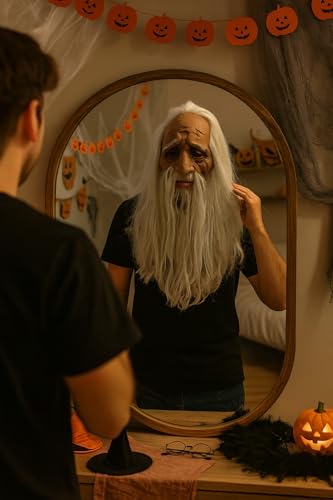 Image of Wanna Party Halloween Mask For Adults- Old Man Adults Realistic Halloween with Lifelike Features for Cosplay and Costume Parties