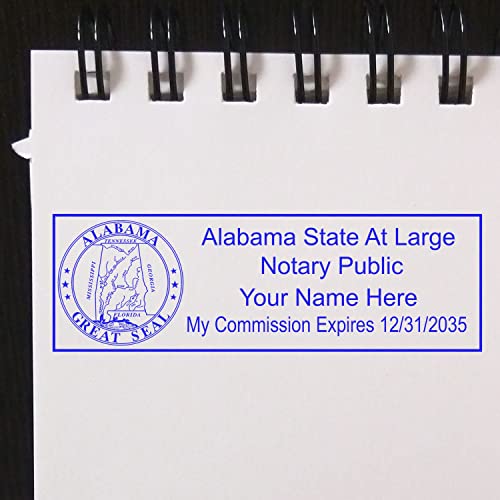 Pre-Inked Alabama Notary Public Stamp, Up To 15K Impressions, Notary Stamp Al, Easy Press And Print Stamping, Rectangular 7/8" X 2-1/4" #TOP2