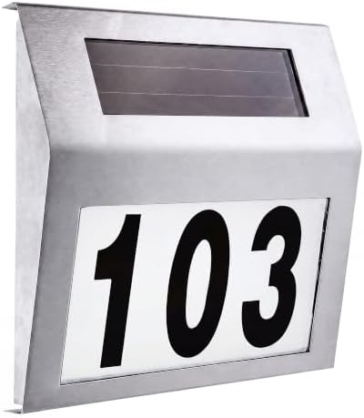 LED Hausnummer beleuchtet Solar mit Akku - Wetterfeste Hausnummernleuchte | Design Hausnummernschild mit Dämmerungssensor – IP44 wetterfest, 12h Akku, Deluxe Set inkl. Hausnummern
