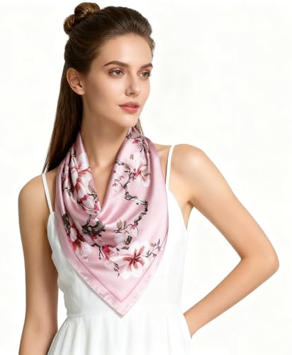 Image of Women's 35 inch Satin Square Silk Like Hair Scarves and Wraps Headscarf for Sleeping | Silk Feel Neckerchief, Hair Scarf, Fashion Bandana, Headscarf, Headband, Hair Wrap Sleeping, Daily Fashion Styling