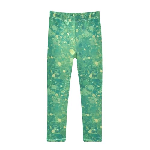 KLL Green Glitter Texture Toddler Baby Girl Cotton Pants Comfortable High Waisted Yoga Pants Running