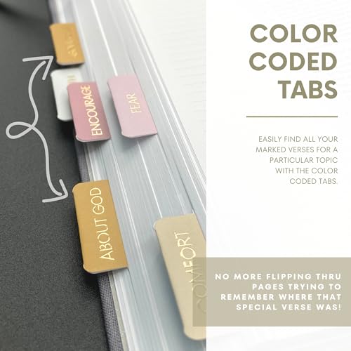 Image of Verse & Vow Topic Bible Tabs: 150 Tabs, 24 Topics for Verse Marking | Mark favorite Bible verses by topic; 5 tabs per topic plus blanks; prayer Bible tabs & journaling; laminated & durable