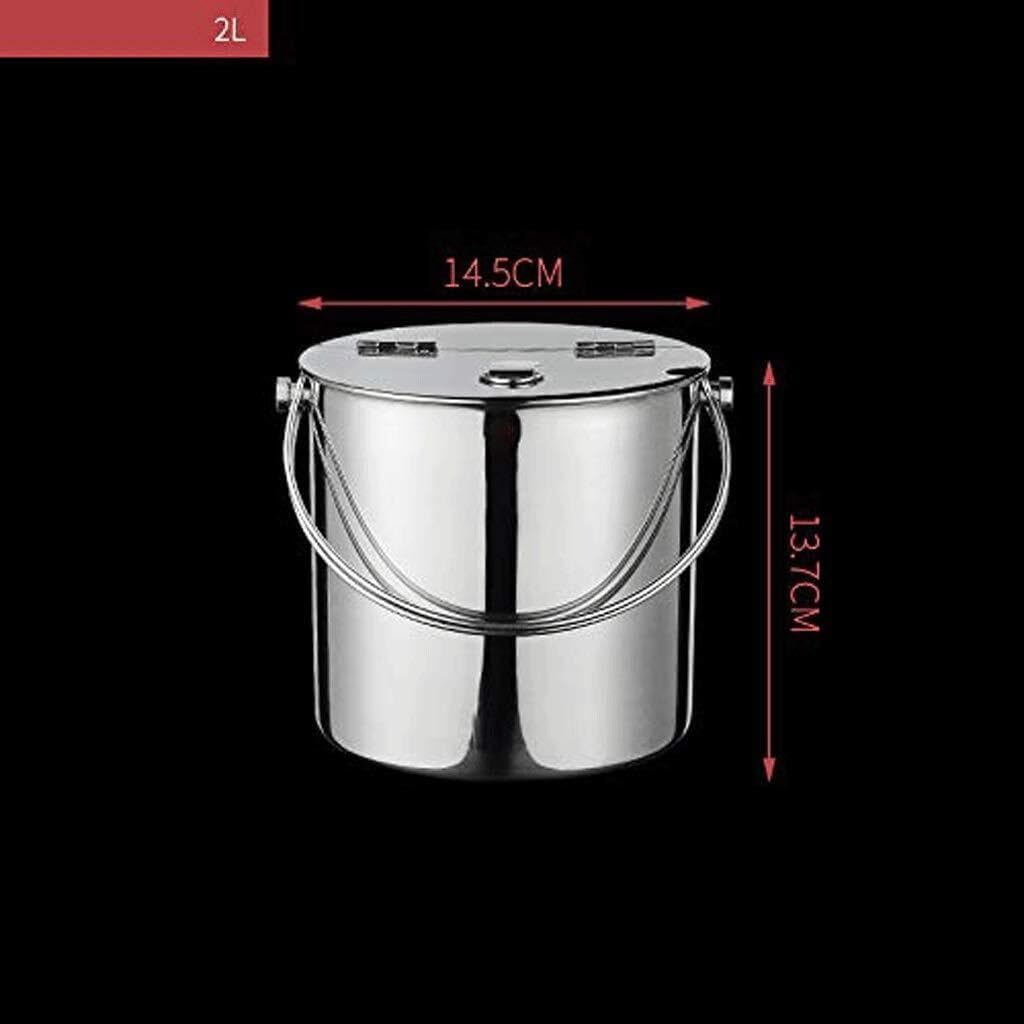 Ice Bucket,Durable Stainless Steel Portable Ice Bucket - Tong Lid for Bar Party Kitchen Picnic Longer Cooling Time Dishwasher Safe (Size : 3L) ()