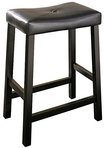 Crosley Furniture Drop Leaf Kitchen Island/Breakfast Bar With 24-Inch Upholstered Saddle Stools, Black #TOP2