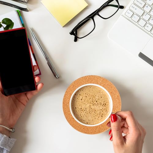 20 Stück Untersetzer aus Kork, rund, Retro, 10cm Untersetzer aus Holz, Vintage, für Getränke, Kaffee, lustig, Naturholz, geeignet für Restaurant zu Hause, Büro
