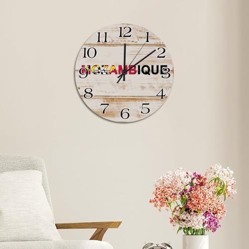 Horloge murale Mozambique 38cm vintage silencieuse de style campagne