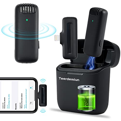Wireless Microphones,Lavalier Microphone, Bluetooth Mini Lapel Mic with Charging Case for iPhone iPad, 2.4GHz Plug-Play Mini Lapel Mic for YouTube, Video Recording,Facebook Live Stream,Tiktok, Vlog