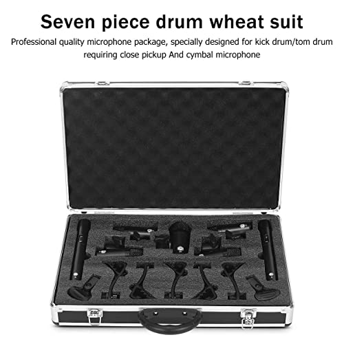 Inmix G7 7-Piece Wired Dynamic Drum Mic Kit (Whole Metal)- Kick Bass, Tom/Snare & Cymbals Microphone Set - Use For Drums, Vocal, Other Instrument Complete With Thread Clip, Inserts, Mics Holder #TOP5