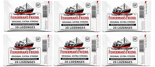 Fisherman’s Friend Original Extra Strong Menthol Cough Suppressant Lozenges, Gluten-Free, 20 Count (Pack of 6)