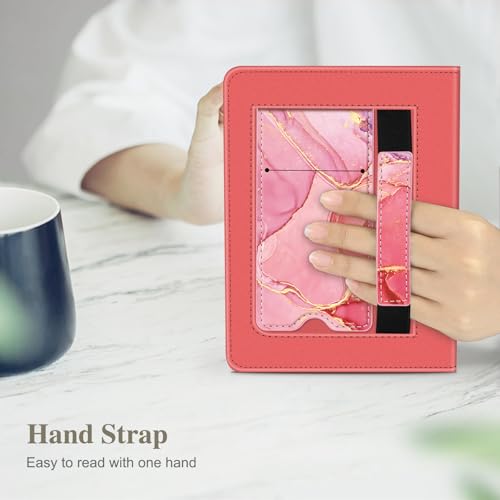 Image of Fintie Case for 7 inch /6.8 inch Kindle Paperwhite(12th /11th Generation-2024 /2021) and Kindle Colorsoft Signature Edition -Slim Foldable Stand Cover Auto Wake /Sleep for Paperwhite 2024, Marble Pink