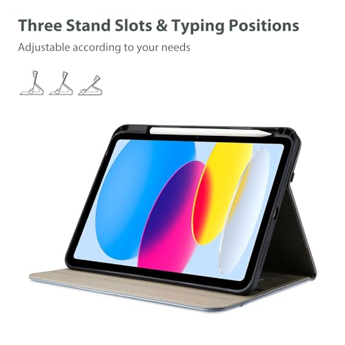 ProCase for iPad A16 11th Generation 11” 2025/iPad 10th Generation 10.9” 2022 with Pencil Holder, iPad 11/10 PU Leather Case Business Stand Cover Smart Folio with Hand Strap Front Pocket -Blue — view 4