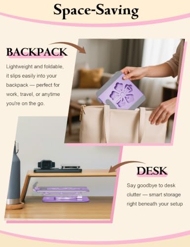 Image of Rotating Tablet Stand for Desk, Aluminum Tablet Holder, Purple