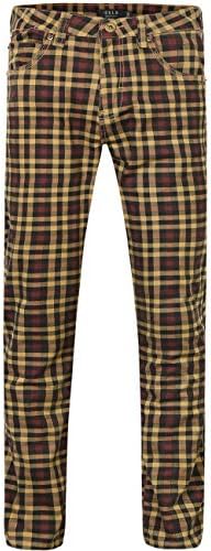 SSLR Men's Checkered Straight Fit Denim Jeans (W32 x L32, Red (709-1))
