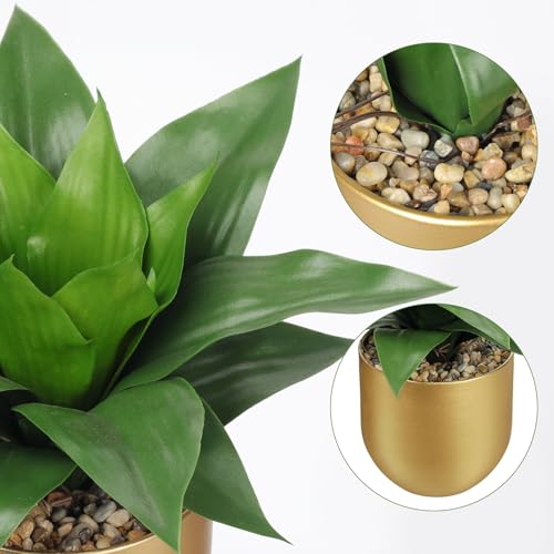 Arborus Artificial Agave Plants in Gold Pot 26cm Fake Agave Plant in Metal Pot Small Indoor Plant Faux Greenery Decorative Plants with Realistic Leaves for Home Office Shelf Desk Bathroom Decor - Cosy Home Interiors Arborus Artificial Agave Plants in Gold Pot 26cm Fake Agave Plant in Metal Pot Small Indoor Plant Faux Greenery Decorative Plants with Realistic Leaves for Home Office Shelf Desk Bathroom Decor - Image 8