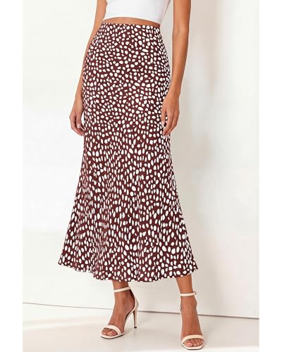 Image of BTFBM Satin Skirts for Women Trendy 2026 Summer Fall | High Waisted A-Line Leopard Print,Floral Print, Business Casual,Cocktail,Wedding Guest,Long Silk Midi Skirt