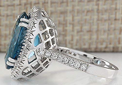 Lzz Fashion Lady London Blue Topaz Gemstone Ring Cubic Zirconia 925 Sterling Silver Ring Oval Cut Single Stone Ring Bridal Jewelry Size 6-10 (US Code 8)2