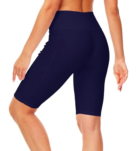 Image of AOBUTE Womens 9 inch /10 inch /11 inch Long Swim Board Shorts High Waisted UPF 50+ Biker Shorts with Pockets
