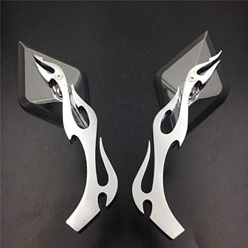 HTTMT MT336-CD Diamond Flame Stem Mirrors Compatible with Harley Davidson Or Metric Bike Chromed
