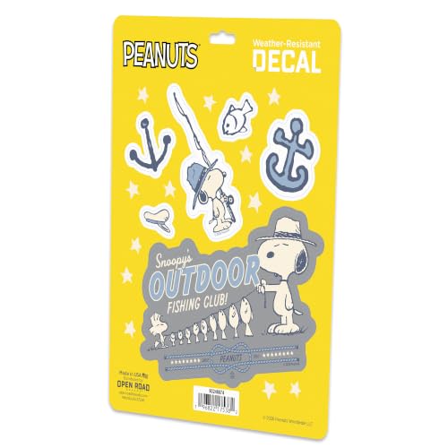 Image of Peanuts Snoopy's Outdoor Fishing Club Adhesive Vinyl Decal Pack