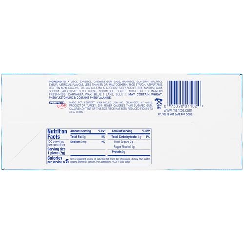 Image of Mentos Pure Fresh Sugar‑Free Chewing Gum with Xylitol, Fresh Mint, Mini Nano Bottles, Miniature Pack Size, 10 Pieces (Pack of 20)