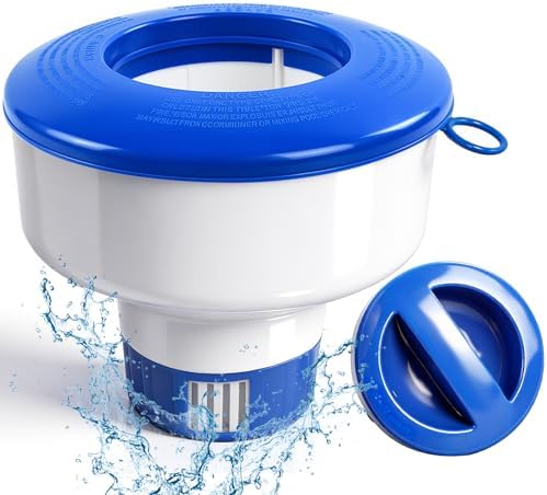 Floating Chlorine Tablet Dispenser for Pools – 7″ Diameter Pool Chlorine Floater Fits 3″ Tablets with Adjustable Flow Vents Balanced Swimming Spa Pools Dispenser