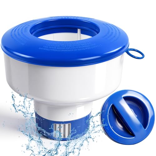 Floating Chlorine Tablet Dispenser for Pools - 7' Diameter Pool Chlorine Floater Fits 3' Tablets with Adjustable Flow Vents Balanced Swimming Spa Pools Dispenser