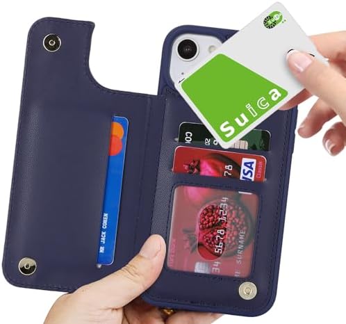 iCoverCase Compatible with iPhone 15 Wallet Phone Case with Card Holder for Women Men, [RFID Blocking] Card Slots PU Leather Protective Wallet Case 6.1 Inch (Dark Blue) — view 8