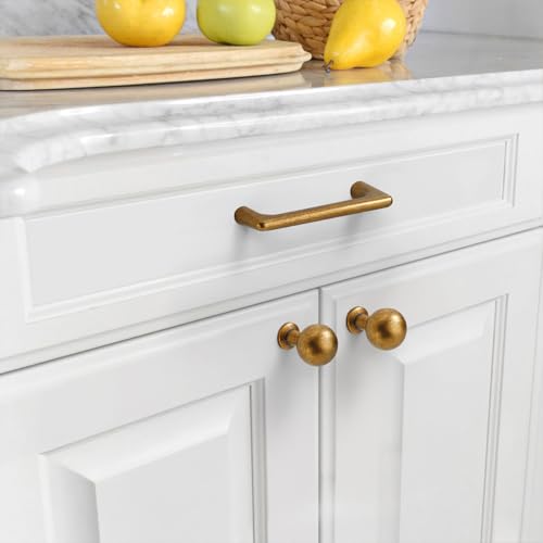 Image of Asidrama 10 Pack 3 Inch(76mm) Antique Brass Cabinet Pulls Vintage Retro Cabinet Handles Cupboard Handles Kitchen Cabinet Hardware for Cupboard Drawer Pulls