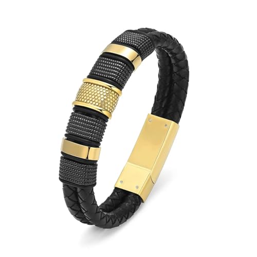 Pulsera de cremación para Cenizas para Hombres y Mujeres, urna de Acero Inoxidable, joyería Conmemorativa, Pulsera de Cuero Negro Trenzado, Brazalete de Recuerdo, Negro, 24cm