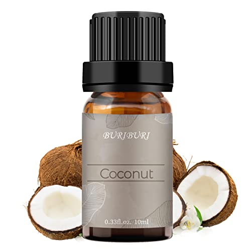 Image of BURIBURI Coconut Essential Oil, Premium Grade Scented Oil 10ml Coconut Fragrance Oil Carrier Oil for Diffusers, Massage, Candle Making Soap Making