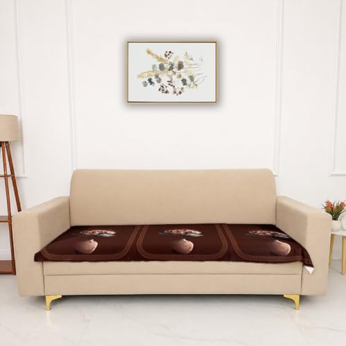 Image of Homerz Premium 'Luxe Series' Holland Velvet Sofa Cover | Smooth Finish | Anti-Skid Fleece Backing | Soft Touch Couch Protector for Living Room (Vase, 3 Seater, Only Seat Cover)