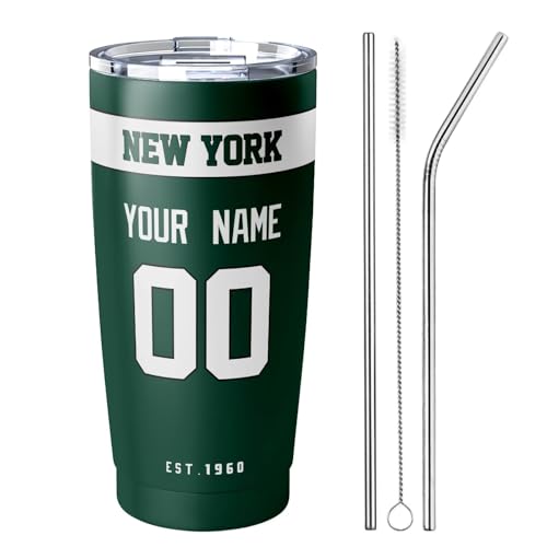 Image of ANTKING New York J Tumbler 20 oz Travel Coffee Cup Custom Name Number for Men Women Boy Gifts