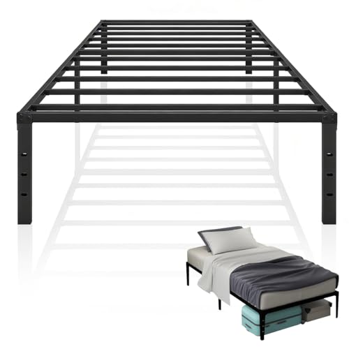 Cestbella Metal Bed Frame Single Size Iron Platform Bed 190x95cm Underbed Storage Folding Full Size Mattress Foundation Twin Bed Frame Heavy Duty Noise Free for Dorm Bedroom Easy Assembly 75x37.5in
