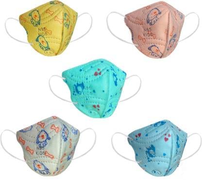 Codeskip Kids Non Woven Fabric Washable And Reusable Head Loop N95 Mask with 4 Layer without Valve Multicolor