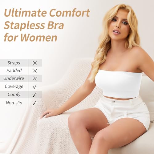 Image of JOYSHAPER Strapless Bras for Women Seamless Padded Bandeau Bra Wireless Tube Top Bralette Comfort Tube Bra