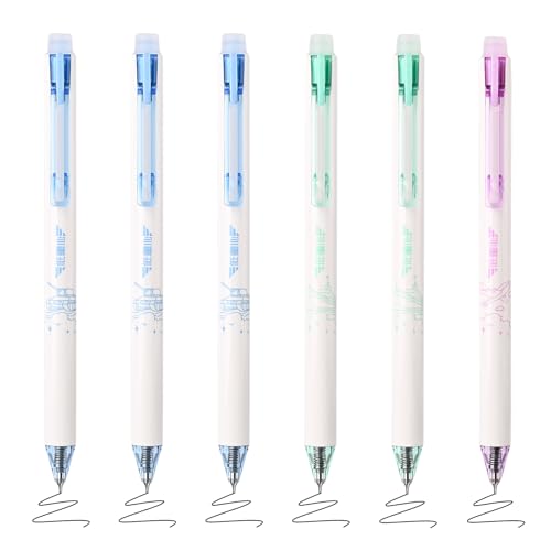 BAYTORY 6 bolígrafos borrables punta fina 0.5mm tinta negra